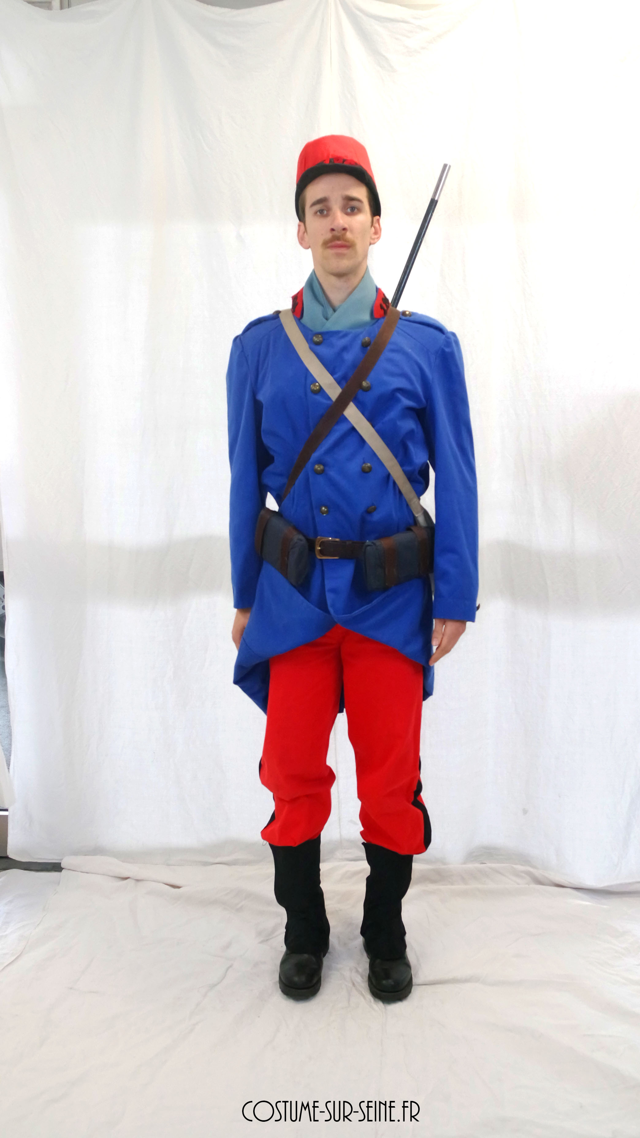 Uniform Pantalon Rouge Garance 1914 Soldat Français Bleu Roi Rouge