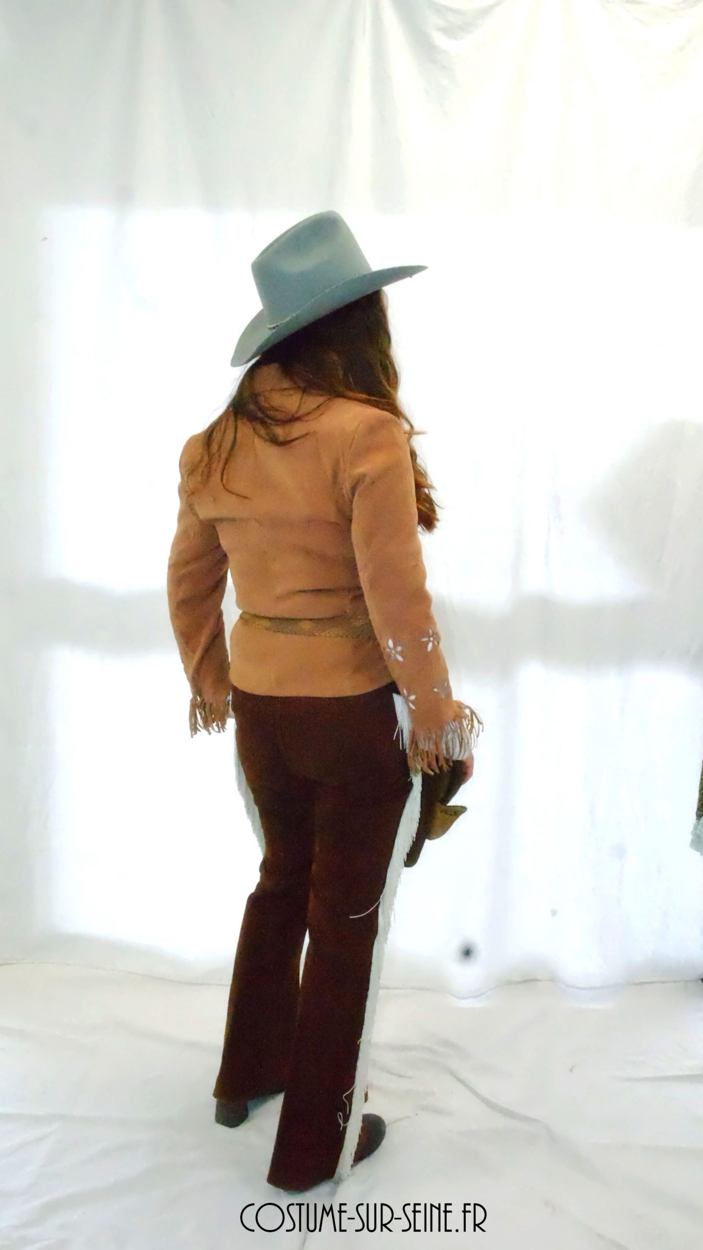 Costume Hippie Femme Far West - Gilet à Franges Et Chapeau Cowboy, Fête Et Déguisement (Tailles S-XXL)